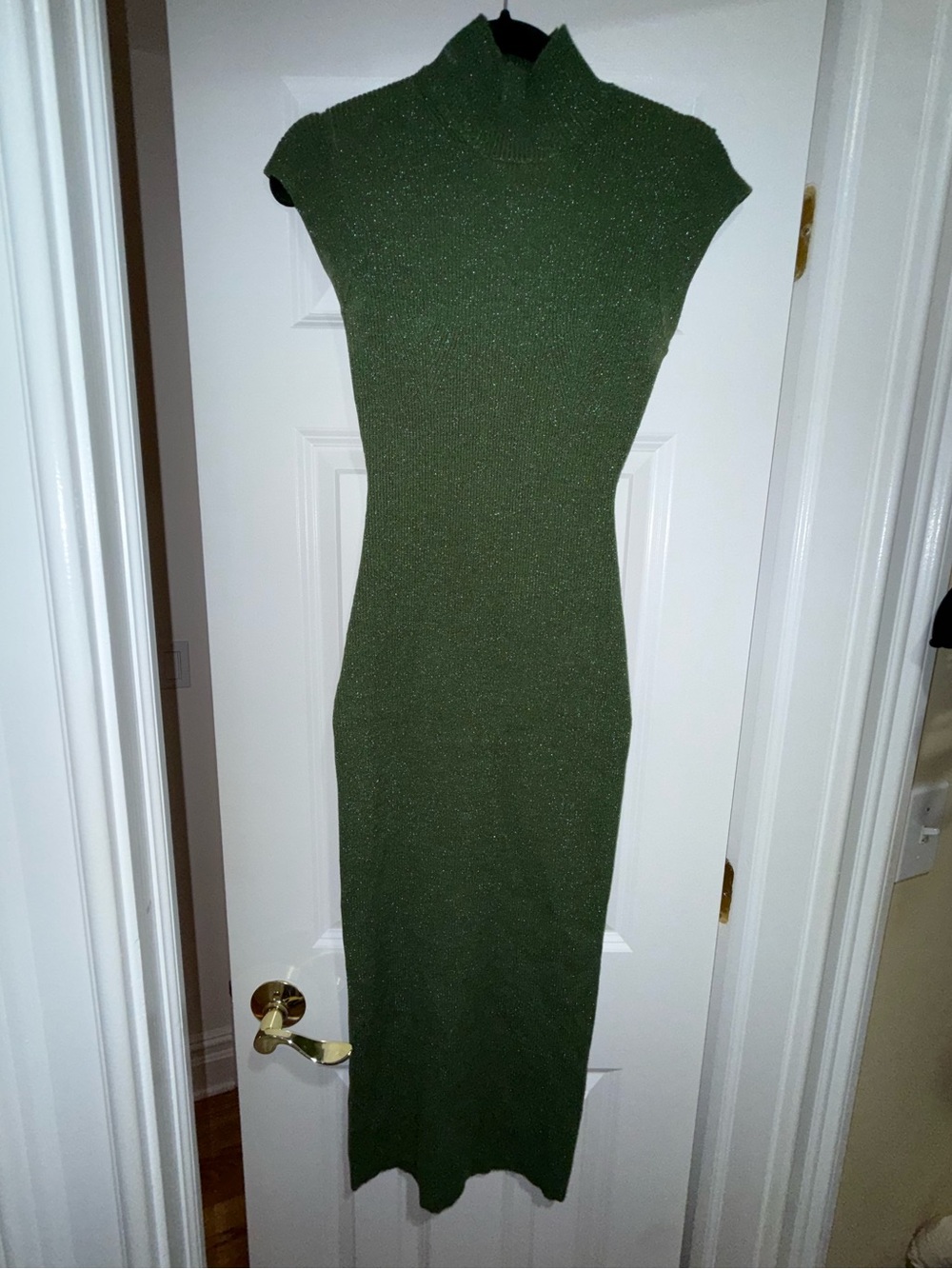 Zara Sleeveless Mock Neck Green Midi Dress - Picture 2 of 4
